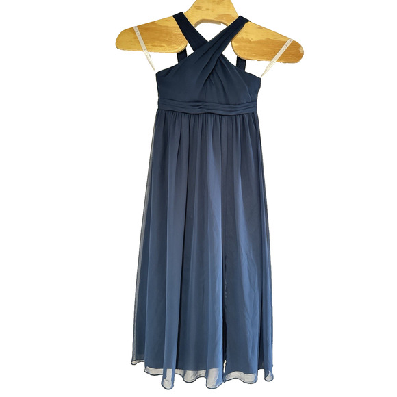 Azazie Jiya Bridesmaid Dress Dark Navy‎ size C junior small - Picture 1 of 5
